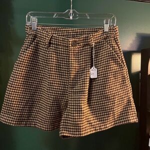 HYFVE Brown and Cream Houndstooth Shorts